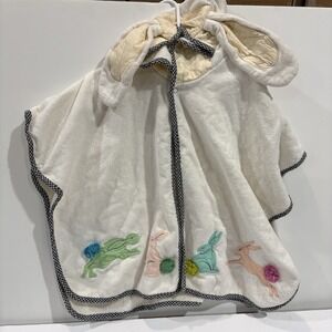 MacKenzie-Childs Kids Cotton Tail Hooded Poncho White Terry Bunny Bath Towel